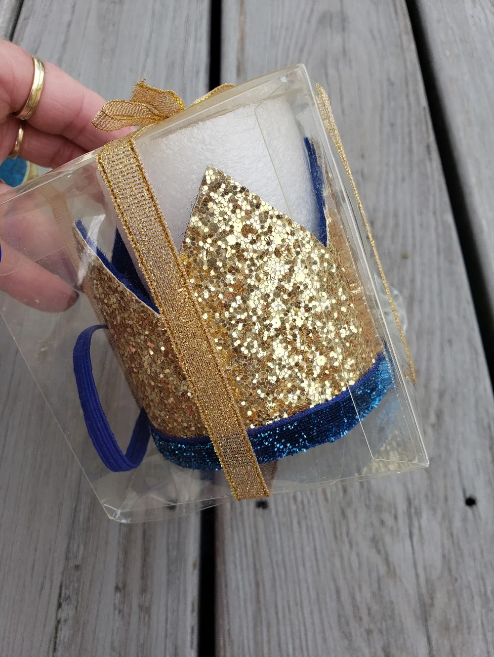 Baby's First Blue Glittery Birthday Crowns - PLAIN NO NUMBER